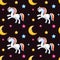 Unicorns and half moon seamless pattern