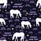 Unicorns seamless pattern with stars. Vector illustration. Dreams come true text. Background for textile, bedding, wallpapers, pos