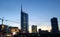 Unicredit Tower and Pavilion Unicredit, Piazza Gae Aulenti, Milan, Italy. 03/29/2017. View of Unicredit Tower