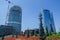 Unicredit Tower and Unipol tower seen from the Biblioteca degli Alberi BAM, park. Milan, Italy