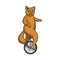 unicycle cat color sketch raster illustration