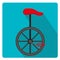 Unicycle circus icon for flat style with long shadows, on white background. Vector illustration.