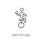 unicycling handball linear icon. Modern outline unicycling handb