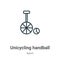 Unicycling handball outline vector icon. Thin line black unicycling handball icon, flat vector simple element illustration from