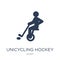 unicycling hockey icon. Trendy flat vector unicycling hockey icon on white background from sport collection