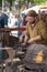 An unidentified blacksmith at work performing on the street. Heidelberg, Germany - September 24 2016.