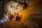 Unidentified Buddhism neophyte prays in Buddihist temple