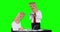 Unidentified businessman scolding his worker on desk