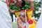 An unidentified devotee of a Chinese shrine blesses people on t