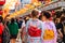 Unidentified foreigner tourist wearing kimono, the national tradition costume of Japan walking at Sensoji temple the famous temple