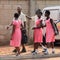 Unidentified Ghanaian pupils in school uniform in local village