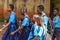 Unidentified Ghanaian pupils in school uniform in local village