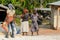 Unidentified Ghanaian women stand in local village.