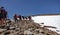 Unidentified group of mountaineers ascend to Mulhacen peak