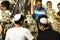 Unidentified jewish people on ceremony of Simhath Torah. Tel Aviv.