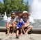 Unidentified kids celebrate Australia on Australia Day next to Walker Fountain in Melbourne