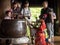 Unidentified kimono girl hit a bell for a luck at kiyomizu temp