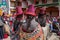 Unidentified Ladakhi women wearing ethnic traditional costumes in Ladakh