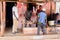 Unidentified local butcher sells meat in a village in Guinea Bi