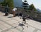Unidentified man operator controlling a large drone near Tian Tan Buddha