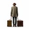 Unidentified Man With Suitcases: A Contemporary Earthy Palette