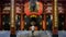 Unidentified man walking to pray under the big red lantern of Sensoji Kannon Asakusa temple in Tokyo, Japan