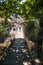 An unidentified man walks over the suspension bridge from Isla C