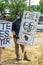 Unidentified Masked Protestor Hollding White Lives Matter Banner at Hudson Pride