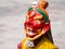 Unidentified monk performs a religious masked and costumed mystery dance of Tibetan Buddhism
