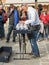 Unidentified musician playing a glass harp