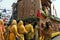 Unidentified Nepalese women parade in the street at during the the Nepalese New Year Festival