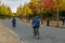 Unidentified people enjoying autumn season colours at Osaka Castle Park in Osaka, Japan