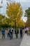 Unidentified people enjoying autumn season colours at Osaka Castle Park in Osaka, Japan