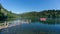 Unidentified people rowing in a boat in Savsat Karagol Nature Park in Blacksea region, Artvin, Turkey