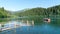 Unidentified people rowing in a boat in Savsat Karagol Nature Park in Blacksea region, Artvin, Turkey