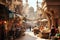 Unidentified people visit the Souk Waqif in Dubai, United Arab Emirates, AI Generated