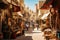 Unidentified people walking in the street in Jaisalmer, Rajasthan, India, A bustling marketplace in a Middle Eastern town, AI