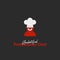 Unidentified professional Chef Logo with red silhouette smile chef wear white chef hat in simple illustration icon emblem symbol