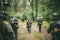 Unidentified Re-enactors Dressed As German Soldiers Marching Alo