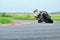 An unidentified rider fell on track in the Romanian Championship Motorcycle