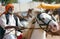 An unidentified rider on a white horse attends at the Pushkar fa