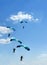 Unidentified skydiver on blue sky