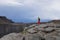 Unidentified tourist taking pictures at Dettifoss Iceland.