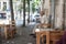 Unidentified Turkey man drinks coffee in old-fashioned street cafe
