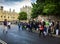 Unidentified visitors queuing in front of the Windsor Castle. UK