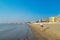 An unidentified woman running in the morning on a beautiful beach in Sunny Beach on the Black Sea coast of Bulgaria