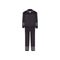 Uniform of security guard. Black jacket with stripes and pants. Working clothes. Flat vector design