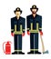 Uniformed Firefighters with Axe
