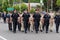 Uniformed police officers and Cadets during parade march