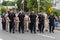 Uniformed police officers and Cadets during parade march